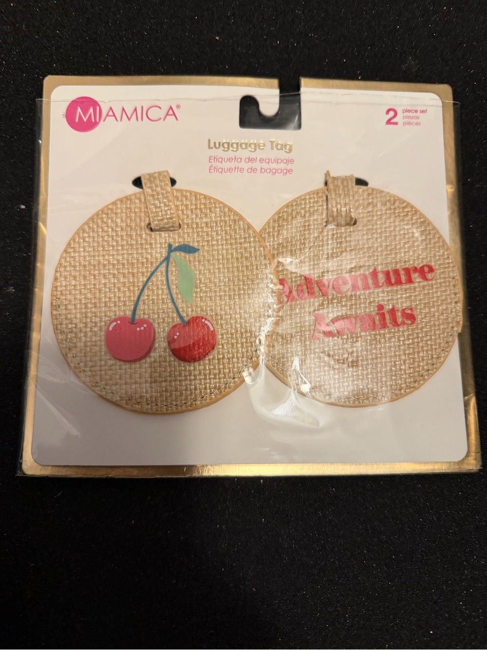 MIAMICA Luggage Tag 2 Piece Set Adventure Awaits Travel Accessories NEW